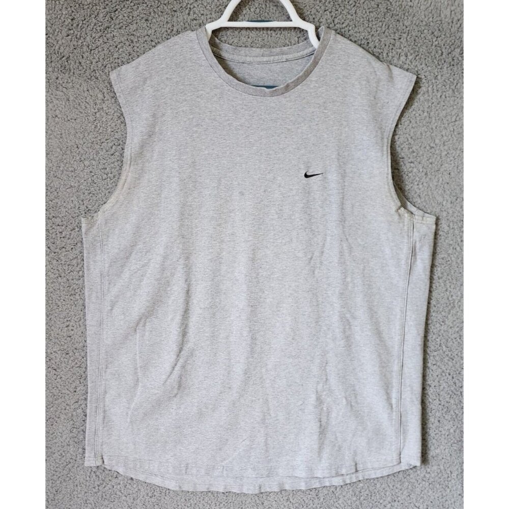 Nike Gray Small Swoosh Logo Tank Top Athletic T Shirt Men’s Size XL
